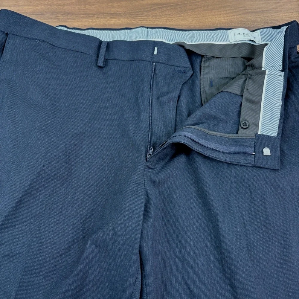 J.M.‎ Haggar Mens Navy Blue Classic Fit 2-Piece Suit Blazer Pants 48L 42x29